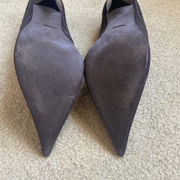 Anne Michelle Brown Pinstriped Material Heels, Size 8 - Picture 8 of 10